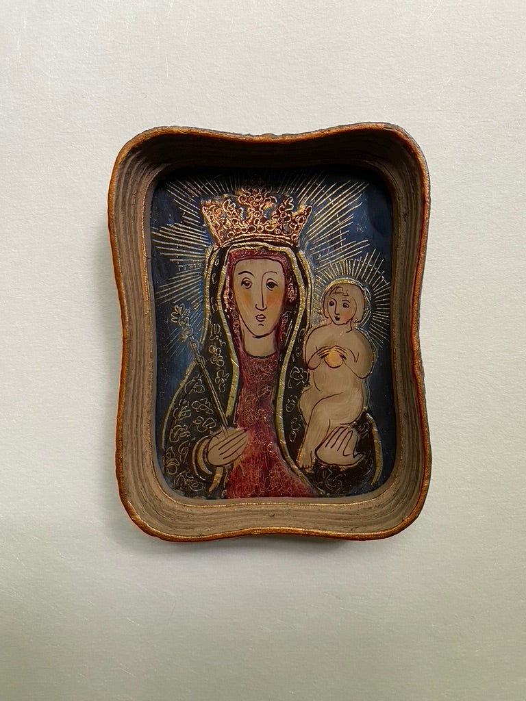 Vintage Icon of Madonna and Child