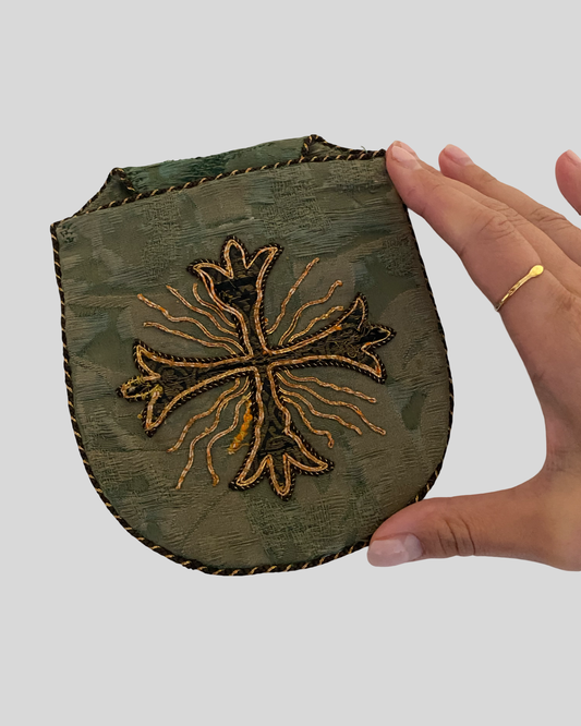 ANTIQUE EMBROIDERED CHURCH OFFERING POUCH