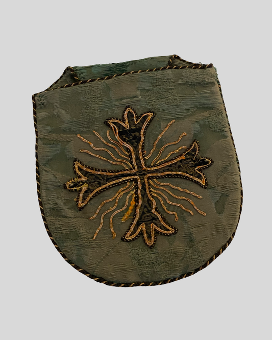 ANTIQUE EMBROIDERED CHURCH OFFERING POUCH